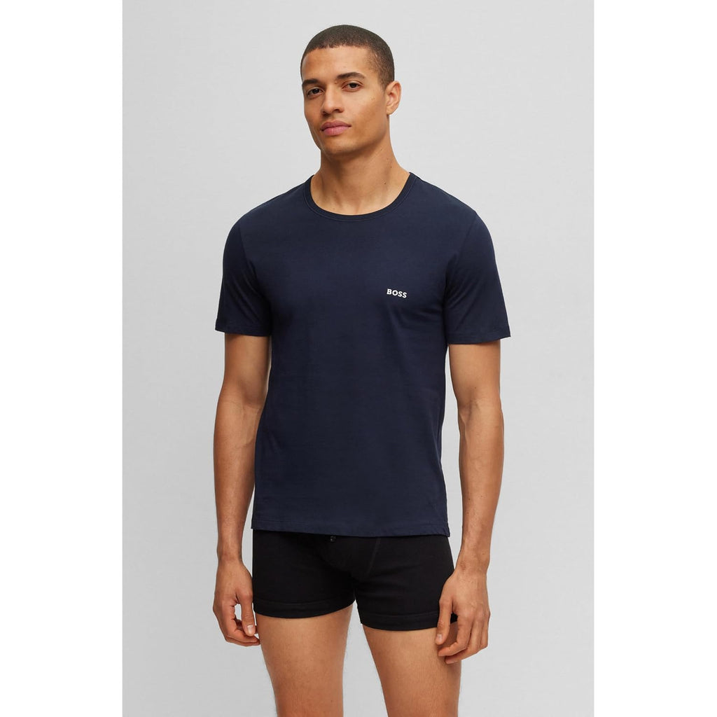 Boss Men'S Logo Embroidered Cotton Tee 3 Pack