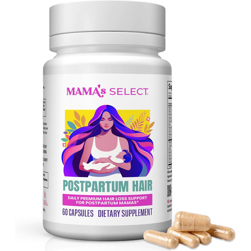 Mama'S Select Postpartum Hair Loss Vitamins – Reduce Shedding, Restore Thickness, Shine, & Strength – Supports Hormonal Balance, Cellular Renewal & Scalp Health – Treatment Is Safe For Breastfeeding