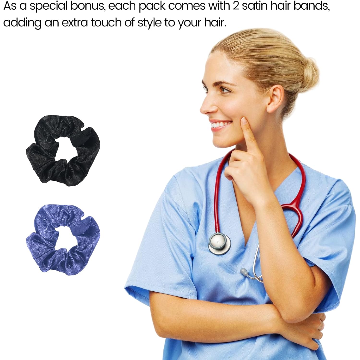 4 Pcs Scrub Caps For Women,Nurse Satin Surgical Hat Adjustable Working Cap Ponytail Holder With Buttons And Sweatband