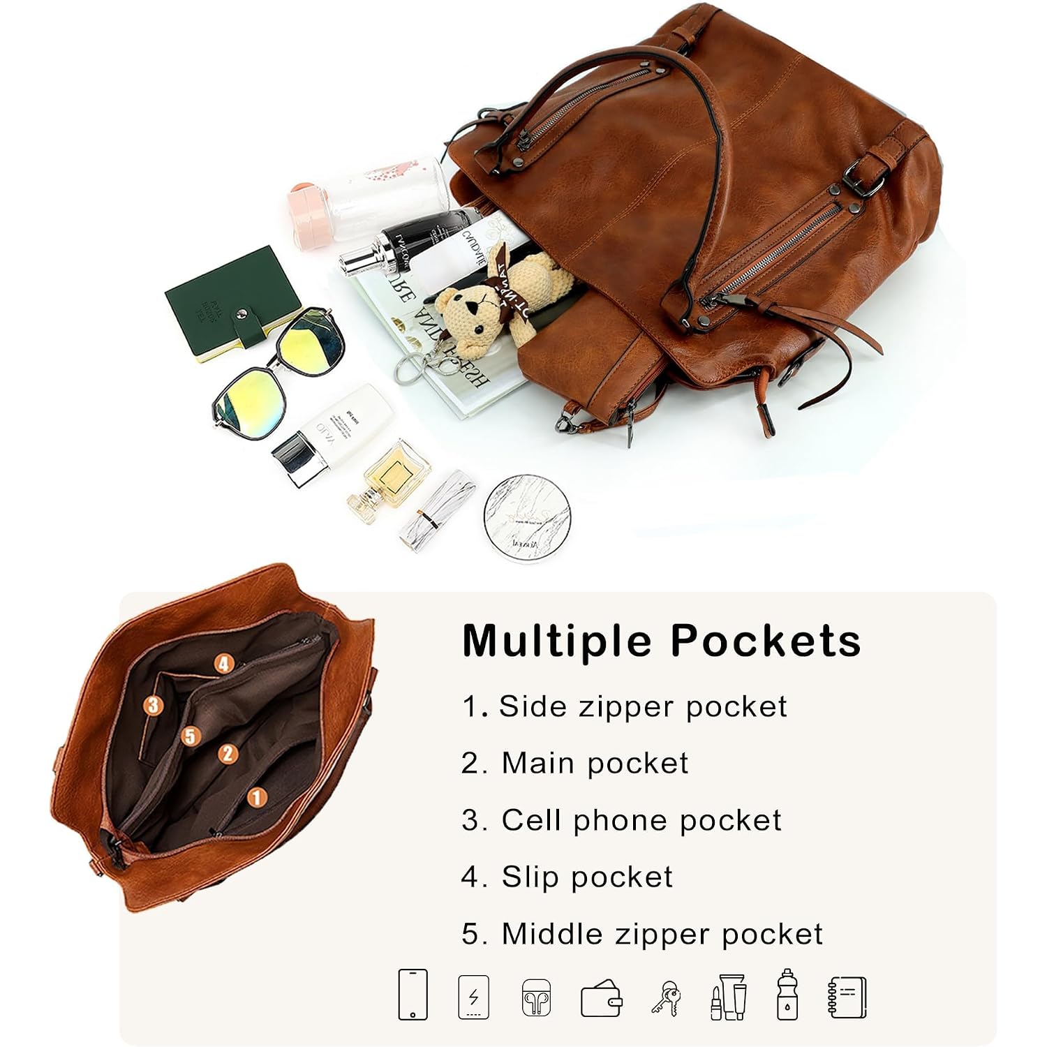 Tantomi Tote Handbags For Women Brown Hobo Handbags Purse And Handbags Shoulder Crossbody Bags For Work Travel Everyday