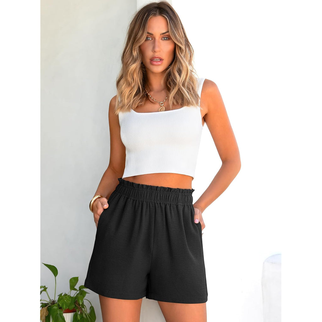 Shorts for Women,Dressy Casual Elastic High Waisted,Comfy Lightweight Airy,Summer Shorts for Beach,Travel & Vacation