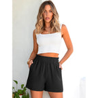 Shorts for Women,Dressy Casual Elastic High Waisted,Comfy Lightweight Airy,Summer Shorts for Beach,Travel & Vacation