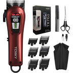 Tcmky Hair Clippers For Men Professional Clippers For Men Cordless&Corded Barber Clippers For Hair Cutting & Grooming. Rechargeable Hair Trimmer Kit For Household (Red)