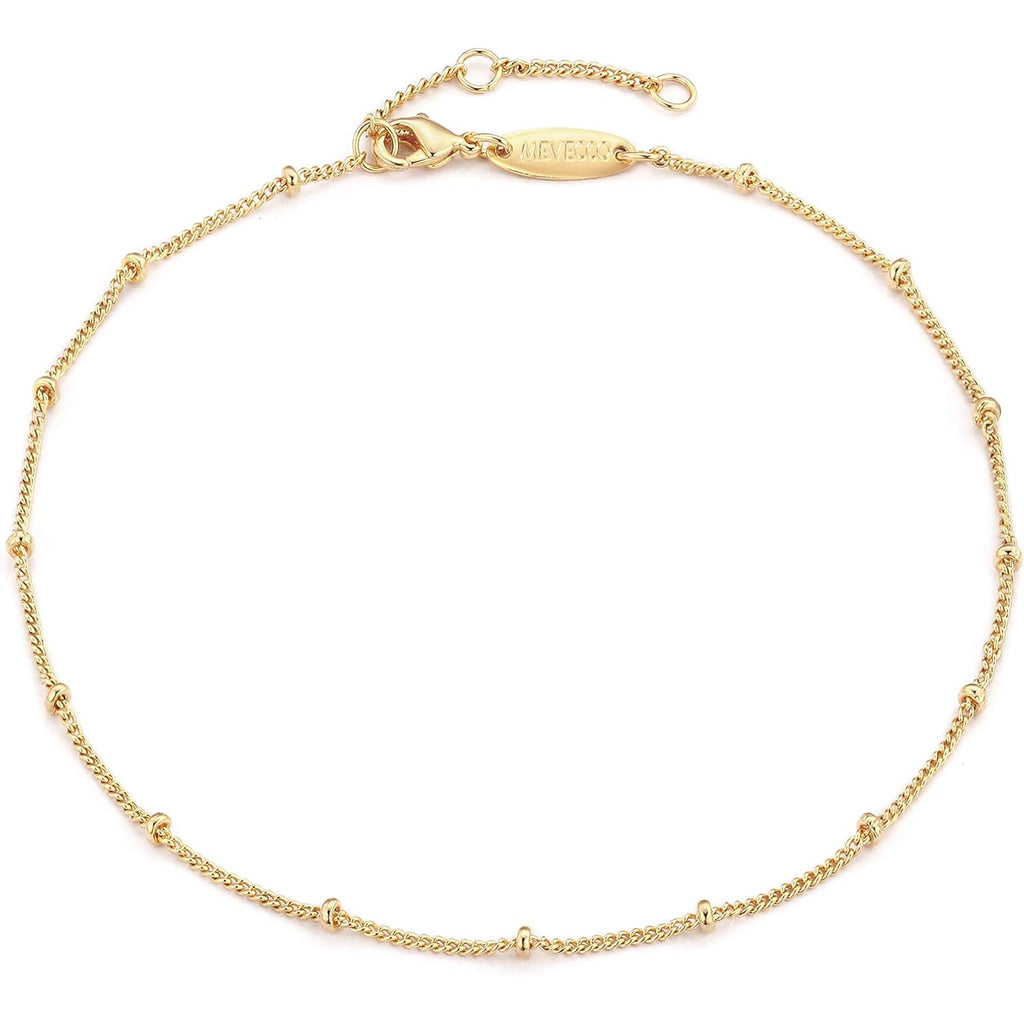 MEVECCO Anklet for Women Gold Chain 14K Gold Plated Dainty Boho Beach Summer Simple Foot Jewelry Ankle Bracelet