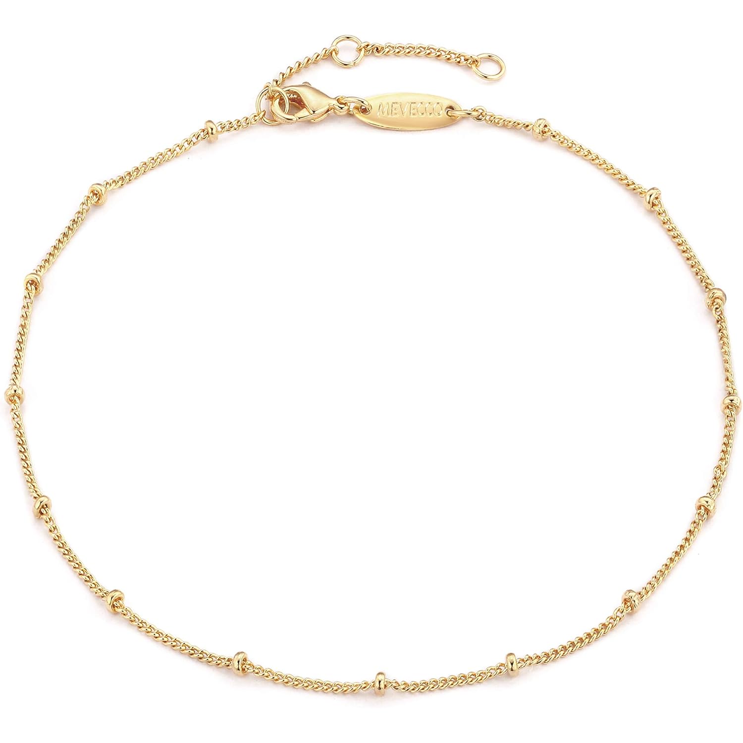 MEVECCO Anklet for Women Gold Chain 14K Gold Plated Dainty Boho Beach Summer Simple Foot Jewelry Ankle Bracelet