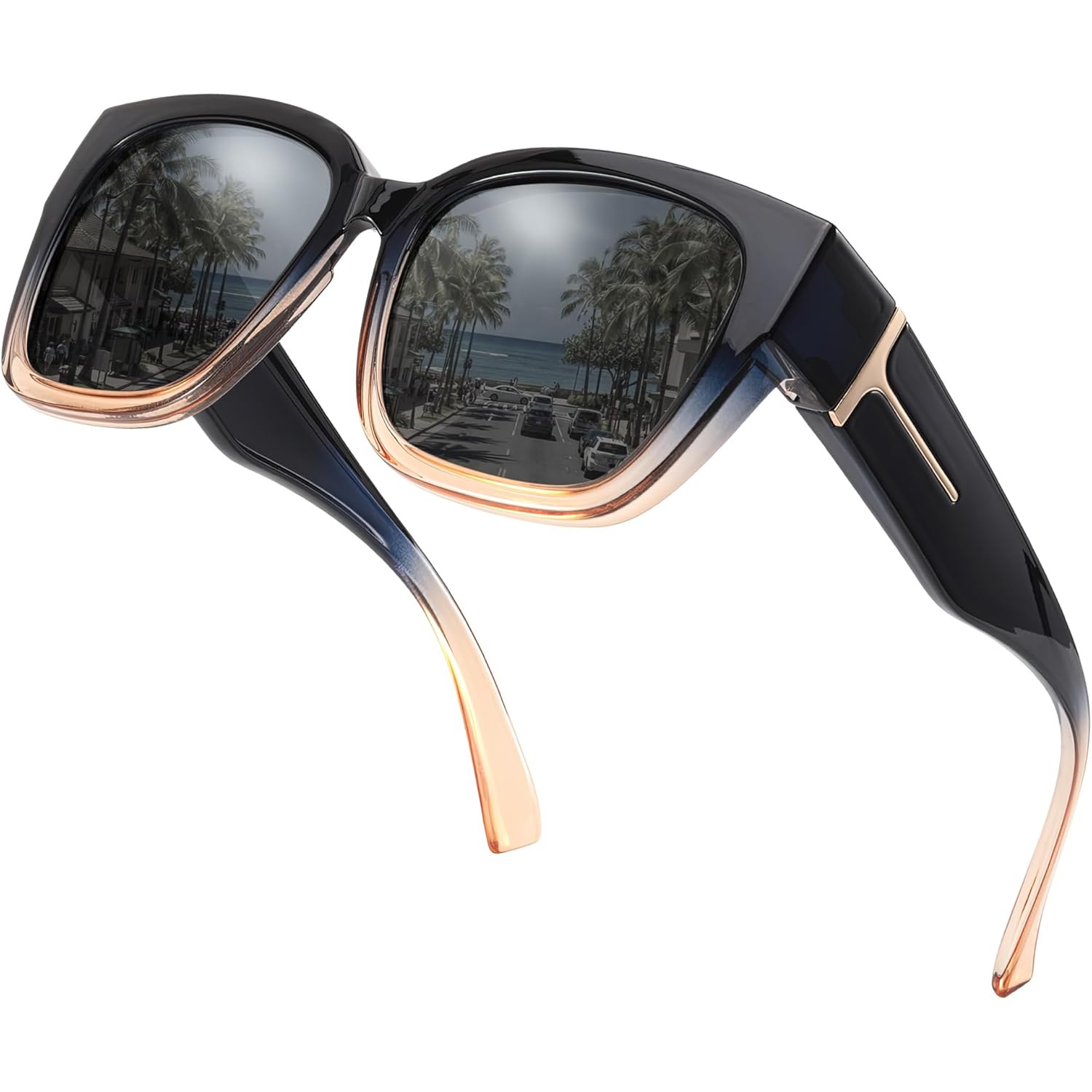 Myiaur Fit Over Sunglasses for Women, Trendy Designer Style Oversized Polarized Sunglasses for Driving with UV400 Protection