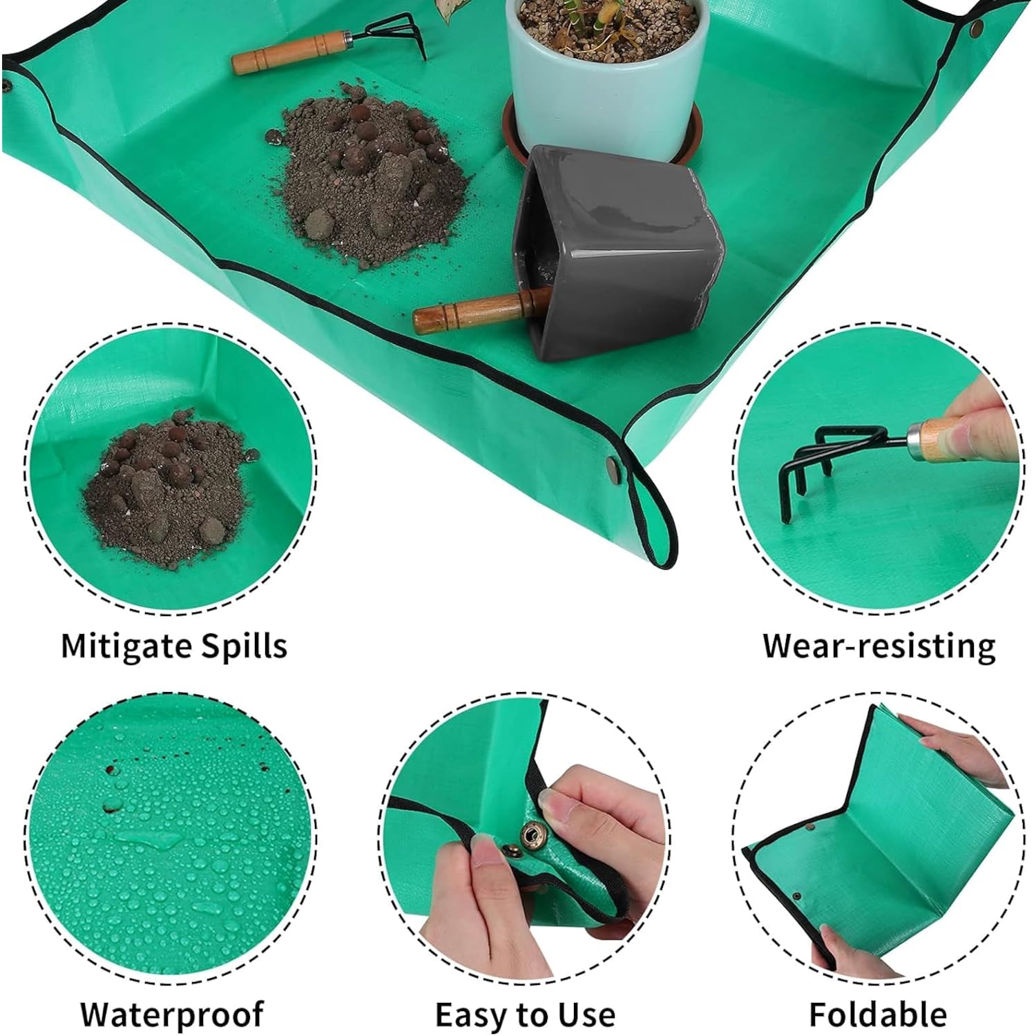 Plant Repotting Mat For Indoor Plants Potting Soil Mix, Waterproof Plant Repotting Tray, Potting Mat Gardening Tray For Indoor Potting Succulents Cactus Orchid Pots, Garden Gift(26.8"X26.8")