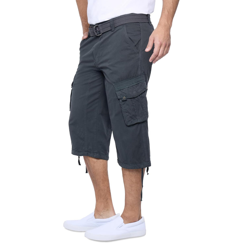 X Ray Men'S Belted Long Cargo Shorts For Men, Below Knee Length Mens Cargo Shorts, 3/4 Pants (Big And Tall Shorts For Men)