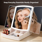 Makeup Mirror With Lights, Tri-Fold Vanity Mirror, 3 Colors, 5X/10X