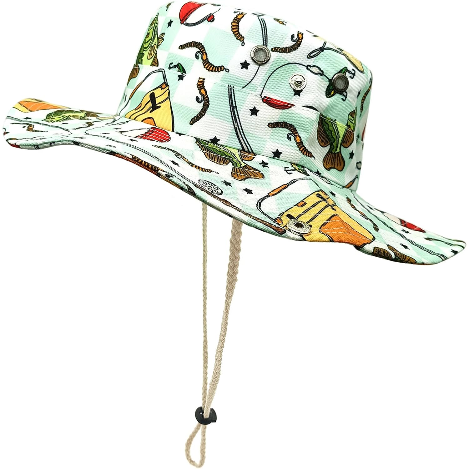 Bucket Hat for Women Girl Men Bass Fish Fishing (Wide Brim)