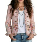 Women'S Floral Print Lightweight Long Sleeve Jacket Casual Spring Summer Blazer