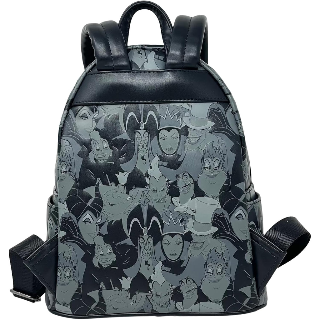 Loungefly Disney Villains Debossed All Over Print Womens Double Strap Shoulder Bag Purse