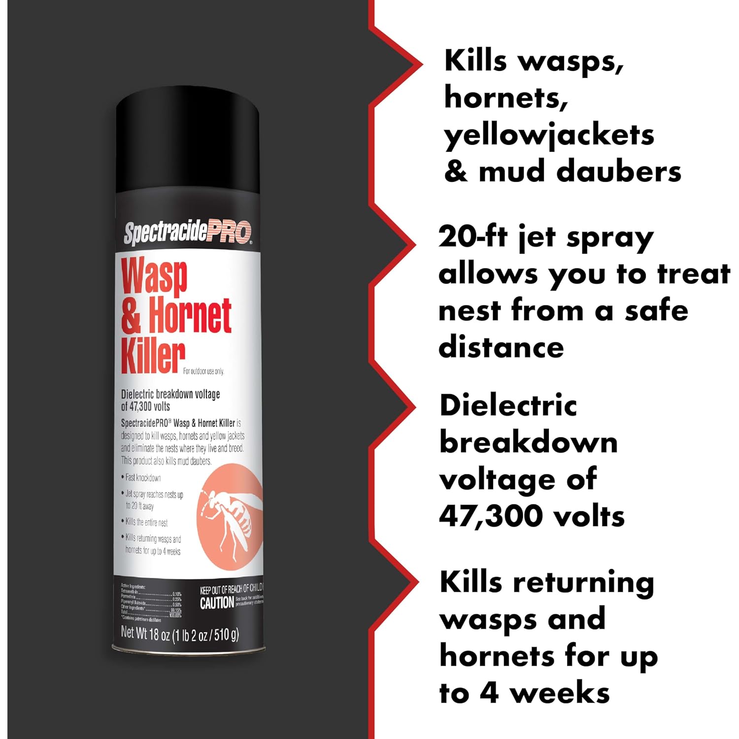 Spectracidepro Wasp & Hornet Killer 18 Ounces, 20-Foot Jet Spray