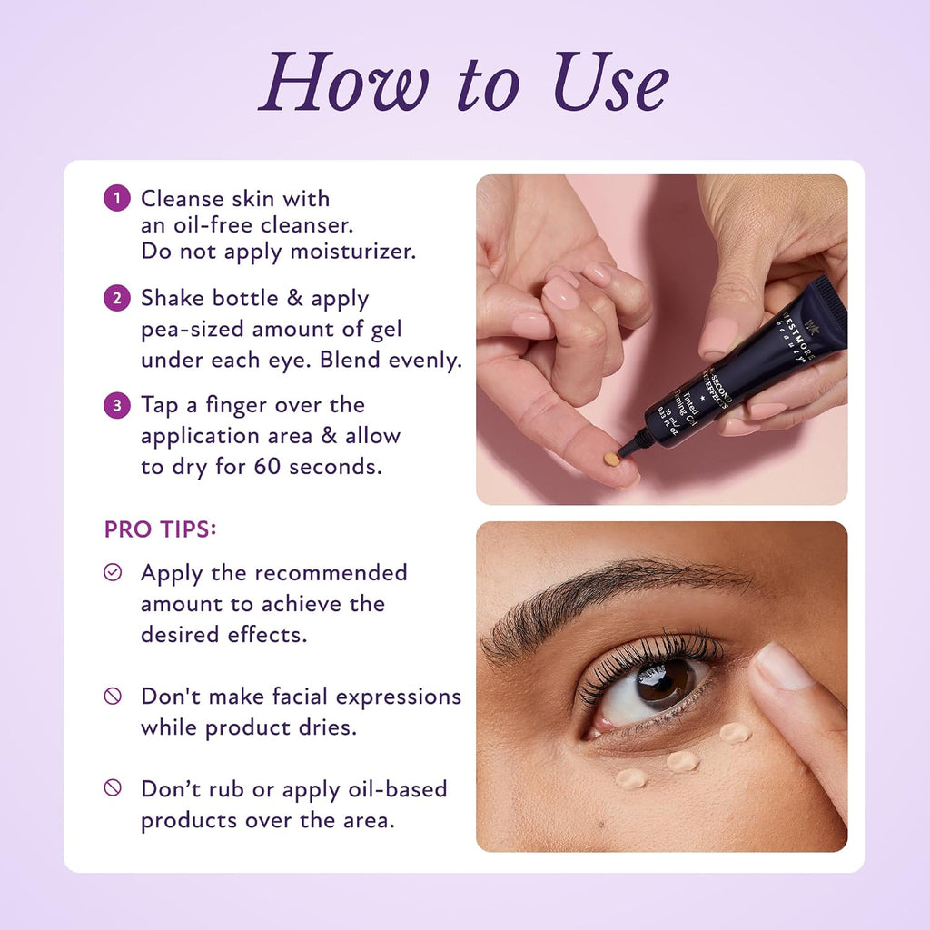 Westmore Beauty 60 Second Effects Tinted Firming Gel - Under Eye Cream For Puffiness And Bags Under Eyes - 10 Ml Light To Medium - 0.33 Fl Oz