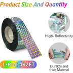 [492Ft] Effective Birds Scare Ribbon, Reflective Flash Reflectors To Keep Pigeons, Hawks, Woodpeckers, Geeses Away From Trees Plants Crops