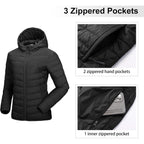 Outdoor Ventures Women'S Packable Lightweight Full-Zip Puffer Jacket With Hood Quilted Winter Coat