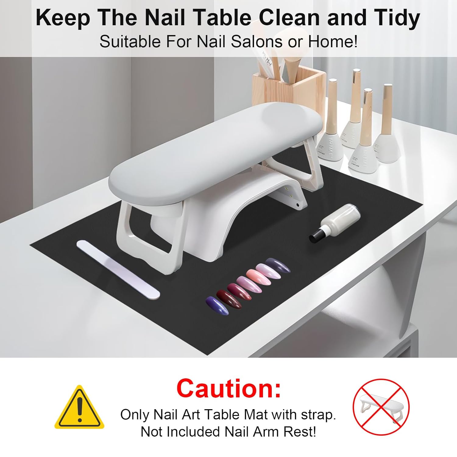 Diesisa Nail Art Table Mat,Foldable Nail Arm Rest Pad for Nails,Soft Microfiber PU Leather Nail Mat for Table,Waterproof Manicure Pad,Nail Table Pad for Nail Technician Salon Home-Black