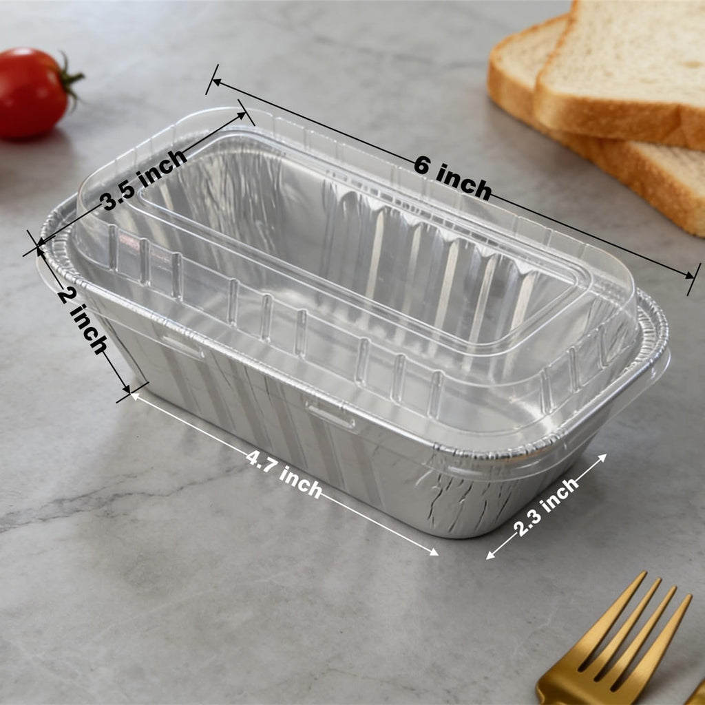 60 Pack Disposable Mini Aluminum Loaf Pans With Chear Lids,(6"X3.5"X2" )1 Lb Foil Loaf Pans,Disposable Aluminum Food Containers With Lids,Small Aluminum Tin Foil Baking Pan For Cakes, Bread, Meat