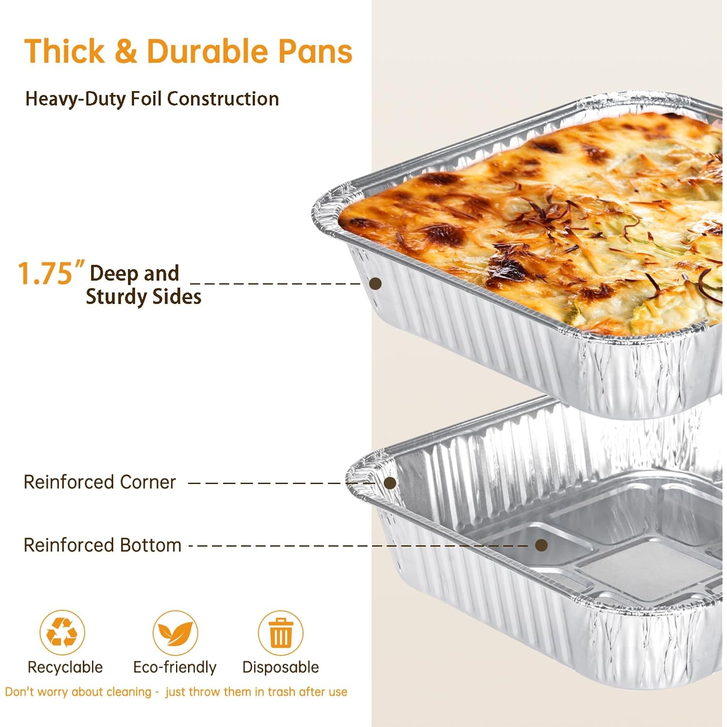 8x8 Aluminum Pans - 20 Pack Disposable Foil Pans, Heavy Duty Square Aluminum Baking & Roasting Trays for Meal Prep, Food Storage, Heating & Party Serving