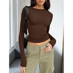 Trendy Queen Women'S Long Sleeve T Shirts Fall Fashion 2026 Basic Y2K Tops