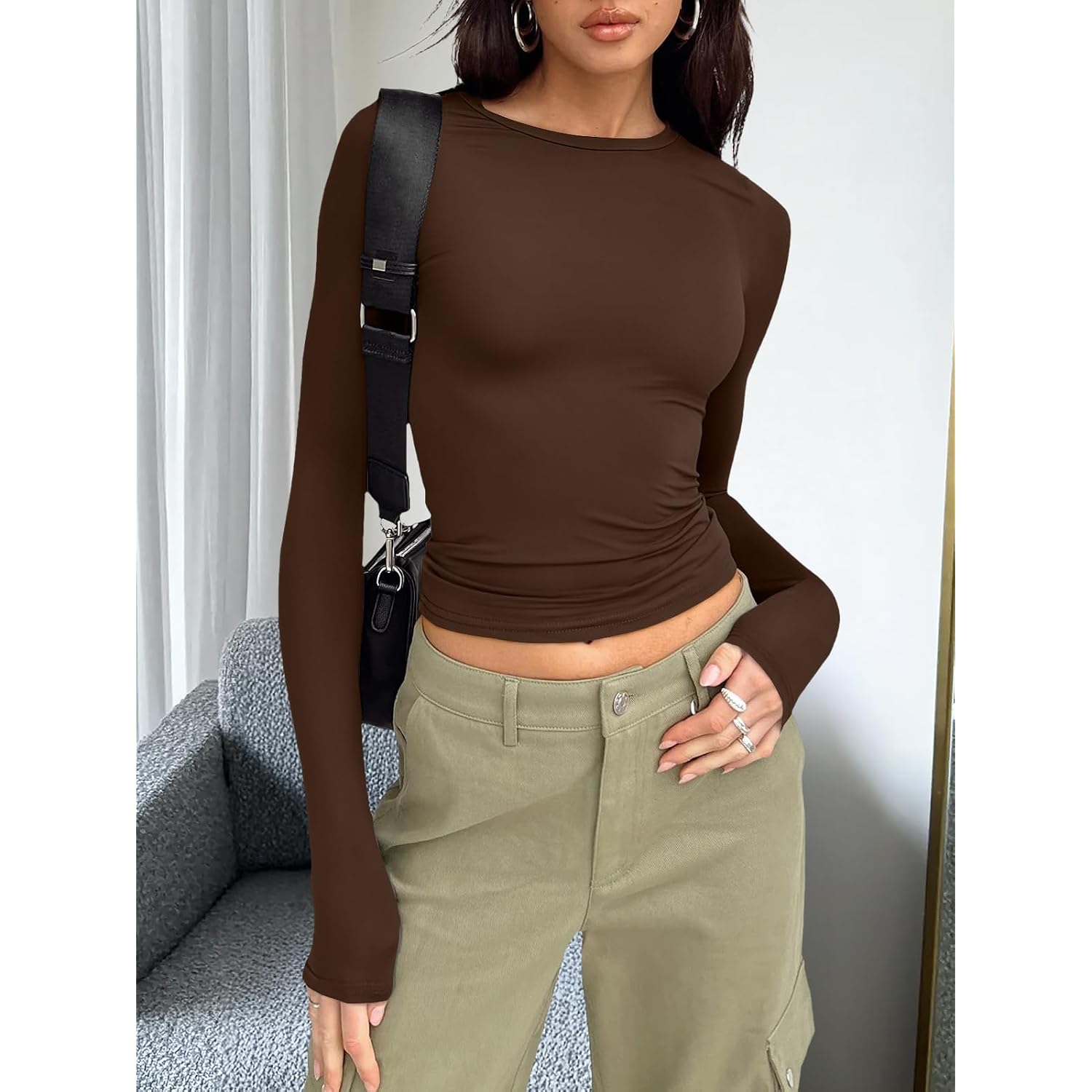 Trendy Queen Women'S Long Sleeve T Shirts Fall Fashion 2026 Basic Y2K Tops