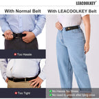 LEACOOLKEY No Buckle Stretch Belt for Women/Men—2 Pack Elastic Invisible Belt for Jeans