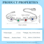 Personalized Infinity Heart Bracelet for Wowen with Birthstones, 18K Gold Names Bracelets, Gift for Women Girls, Mother’s Day, Birthday, Custom Engraved Family Jewelry for Mom, Wife, Grandma