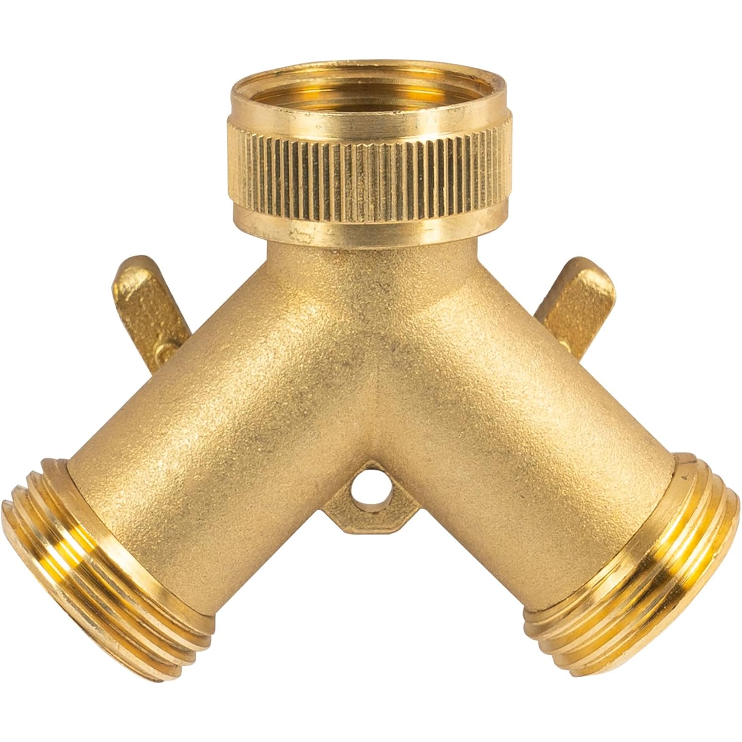 Hourleey Brass Garden Hose Splitter (2 Way), Solid Brass Hose Y Splitter 2 Valves With 2 Extra Rubber Washers (Brass)