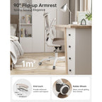 Office Chair, Ergonomic Desk Chair With Adjustable Lumbar Support And Flip Up Armrest, Breathable Mesh Computer Chair For Home Office, Khaki