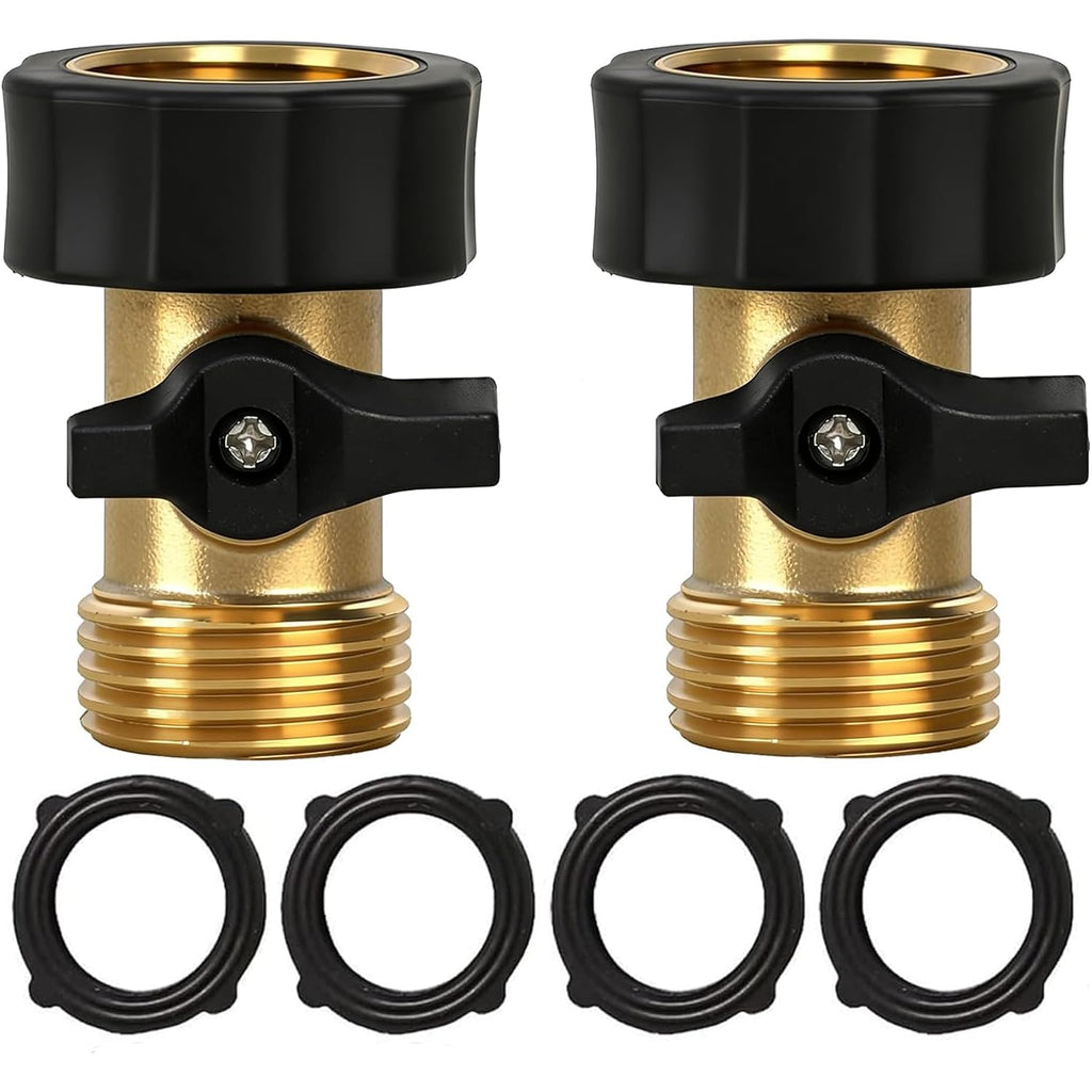Hourleey Garden Hose Shut Off Valve, 2 Pack Heavy Duty 3/4 Inch Solid Garden Hose Shut Off Valve With 4 Extra Rubber Washers