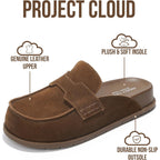 Project Cloud 100% Genuine Leather Womens Clogs - Plush & Soft Insole with Arch Support Non Slip Mules & Clogs for Women Footwear - Water Resistant Women Shoes (Foamy)