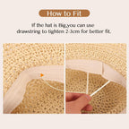 Oweisong Sun Hats for Women Wide Brim Floppy Beach Hats Packable Boho Crochet Straw Hat for Summer Vacation Travel