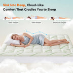 Sweetcrispy Ultra Soft Mattress Topper Twin Size - Viscose Made From Bamboo Pillow Top Mattress Pad For Breathable Cooling & Back Pain Relief, Deep Pocket Comfort Bed Topper, Green
