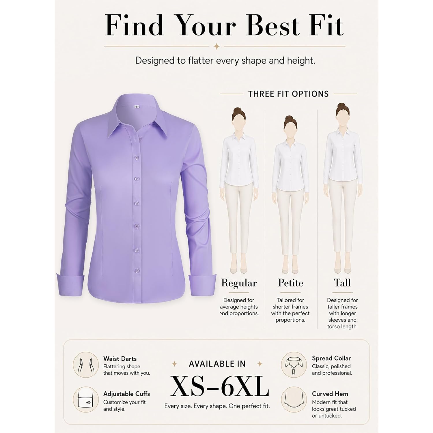 Bbibbi Cotton Button Down Shirts For Women Wrinkle Free Long Sleeve Dress Shirt For Office Work Business Casual Blouse Xs-6Xl