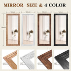 Full Length Mirror 76"X34" Solid Wood Frame Floor Large Mirror For Living Room, Bedroom Hanging Or Leaning Wall-Mounted, Light Brown