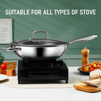 Slottet Hybrid 12-Inch Wok With Lid,Nonstick Stainless Steel Woks & Stir-Fry Pans,Stay-Cool Handle,Pfoa Free Cookware,Dishwasher And Oven Safe,Compatible With All Cooktops