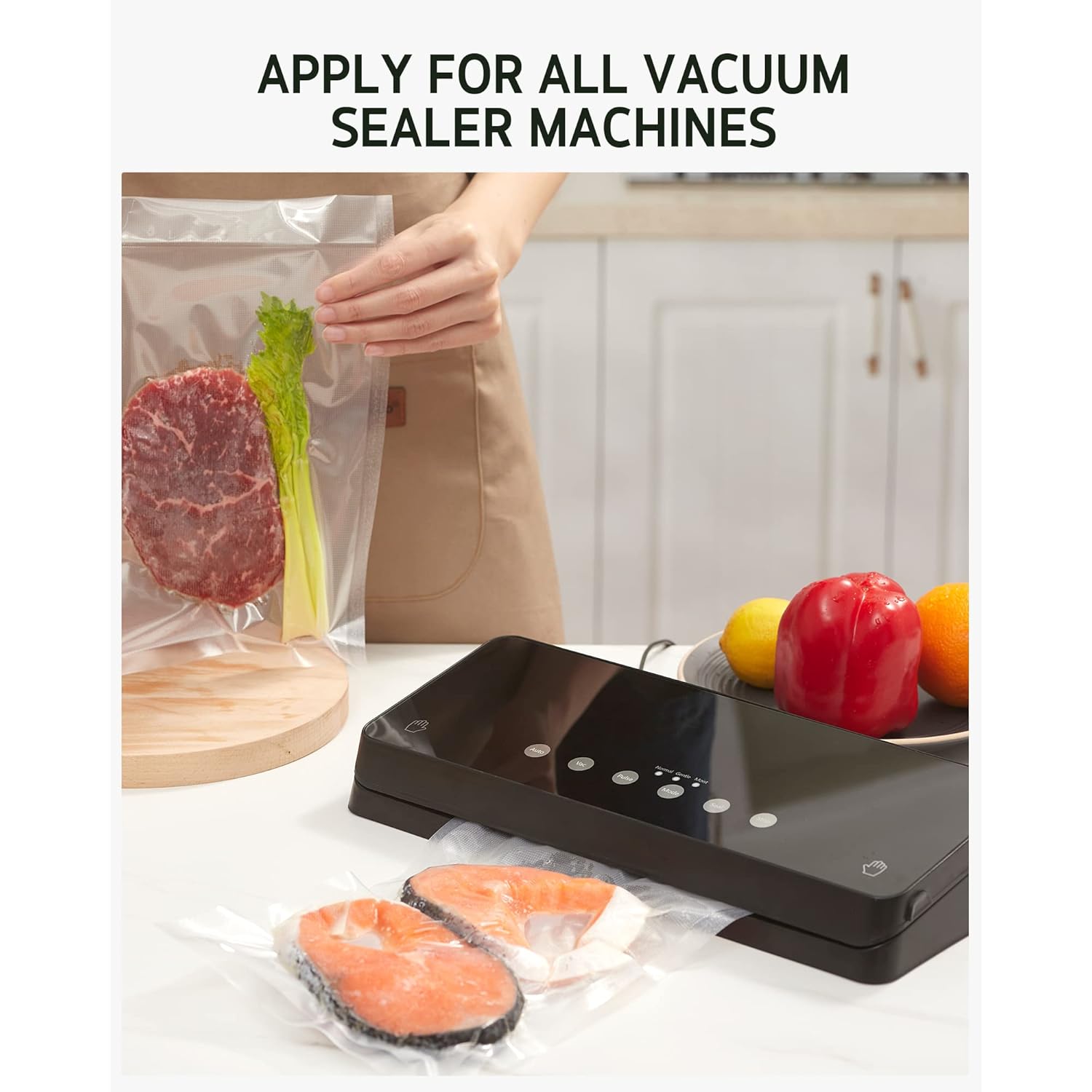 Syntus Vacuum Sealer Bags, 150 Gallon 11" x 16" and Quart 8" x 12" and Pint 6" x 10" Commercial Grade PreCut Bag, BPA Free Food Vac Bags for Storage, Meal Prep or Sous Vide