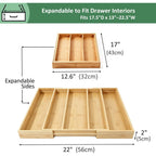 Utoplike Bamboo Expandable Kitchen Drawer Organizer, Adjustable Utensil Holder And Cutlery Tray Organiser, Drawer Divider For Silverware, Flatware, Knives In Kitchen, Bedroom, Living Room, 5 Slot