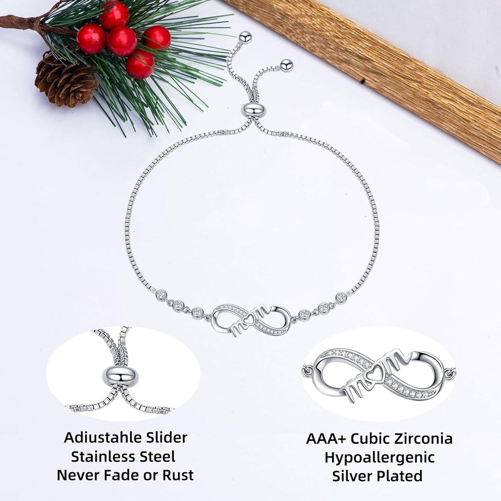 RAYSTAR Christmas Gifts for Mom, Infinity Love Bracelets for Mom, Birthday Gifts for Women Wife Mother