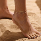 Gold/Silver Ankle Bracelets for Women,14K Gold Plated Anklets for Women Waterproof Cuban Link Heart Pearls Beads Rhinestone Anklets Set Layered Bracelets for Women Gold Jewelry Gift