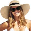 Furtalk Womens Sun Straw Hat Wide Brim Summer Hat Foldable Packable Floppy Beach Hats For Women
