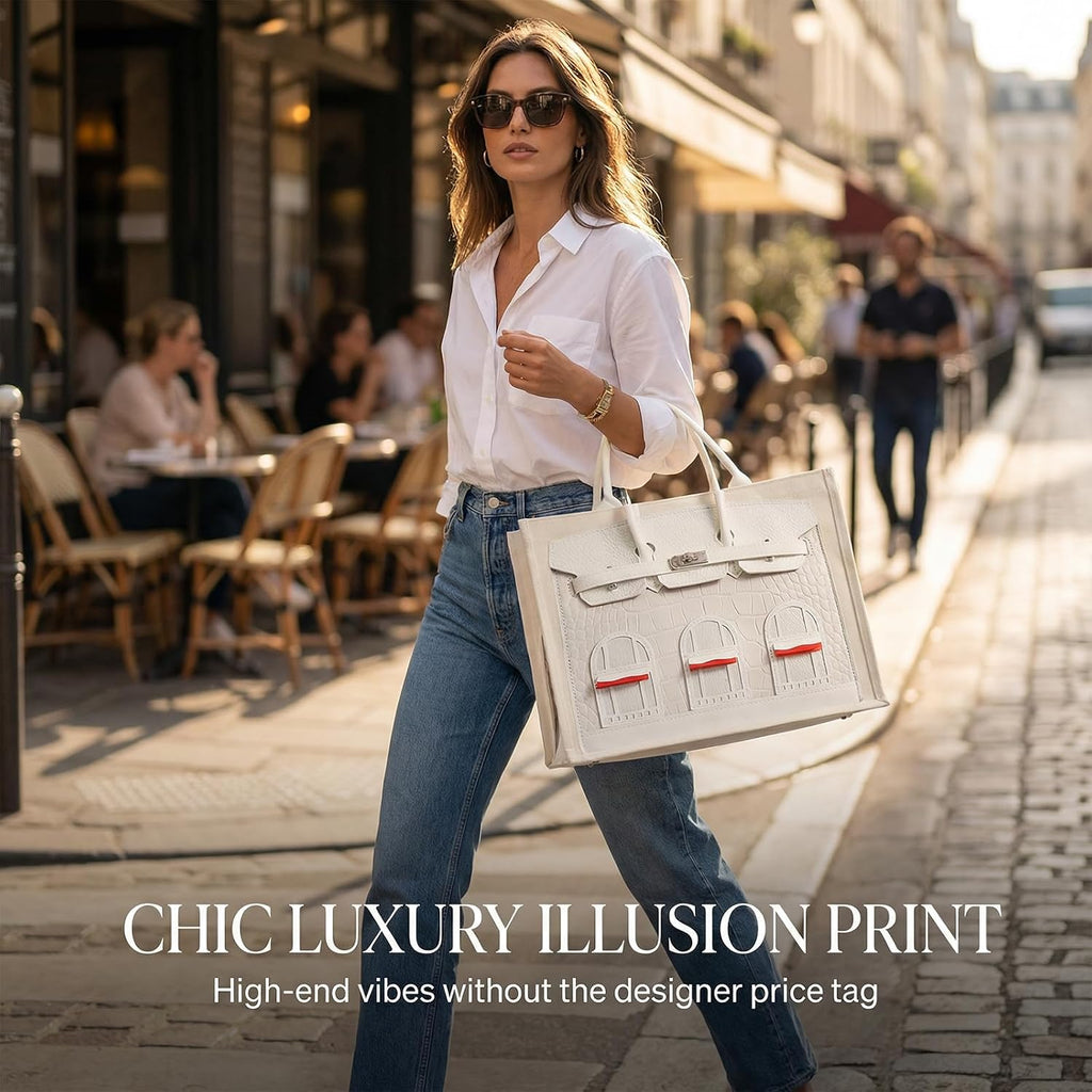 16Oz Sturdy Canvas Tote Bag For Women, Luxury Illusion Print Handbag, Unique Bridesmaid Gift & Work Bag