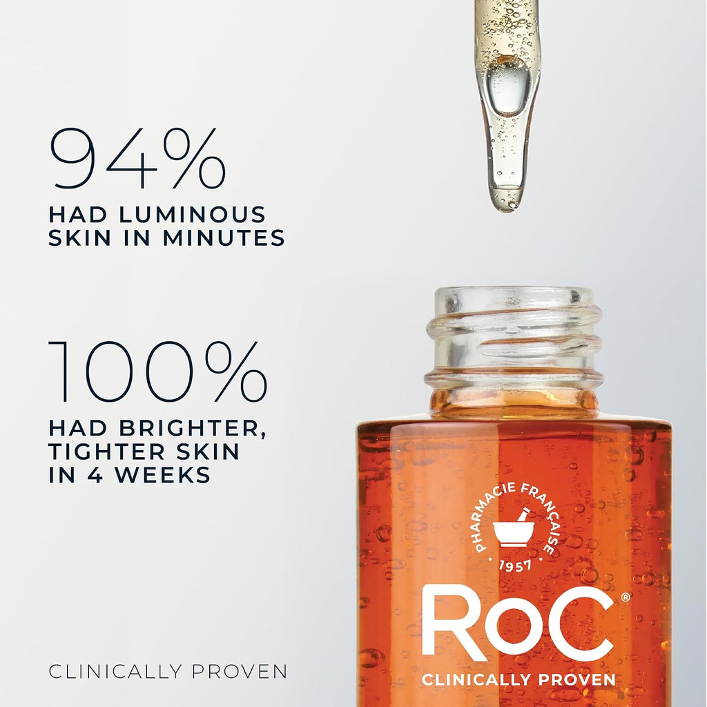 Roc Multi Correxion Revive + Glow 10% Active Vitamin C Serum For Face, Daily Anti-Aging Wrinkle And Skin Tone Skin Care Treatment, Brightening Serum , 1 Fluid Ounce (Packaging May Vary)