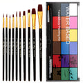 Face Painting Kit Non-Toxic Body Paint Washable 18 Colors Facepaint Makeup Kit For Adults With 10 Face Paint Brushes For Halloween Party Cosplay Makeup (Color 001)