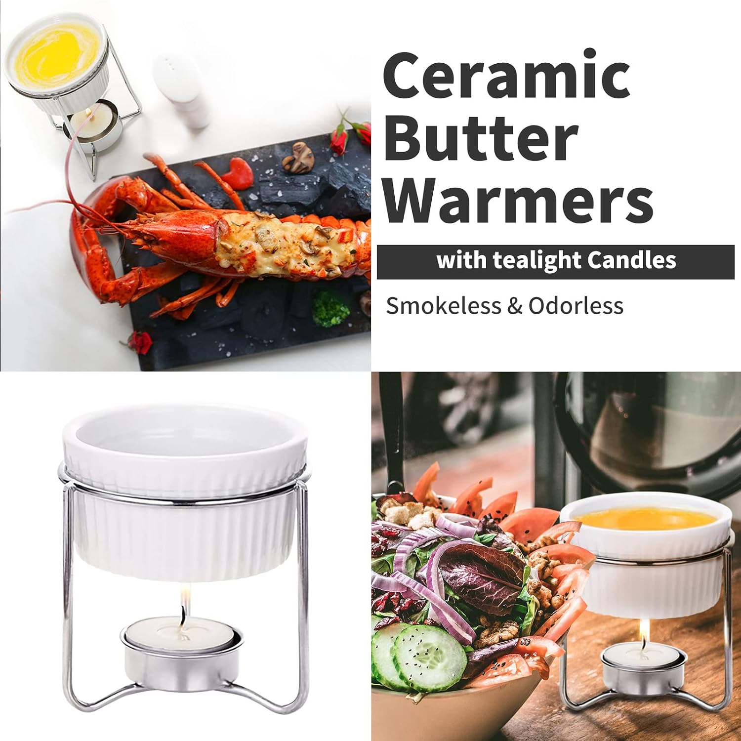 Luvan 33 Pcs Crab Crackers And Tools Set With 4 Crab Leg Crackers, 4 Crab Forks, 4 Lobster Shellers, 4 Butter Warmers, 1 Seafood Scissors, 14 Tealight Candles, 2 Crab Grabber-Seafood Boil Party Supply