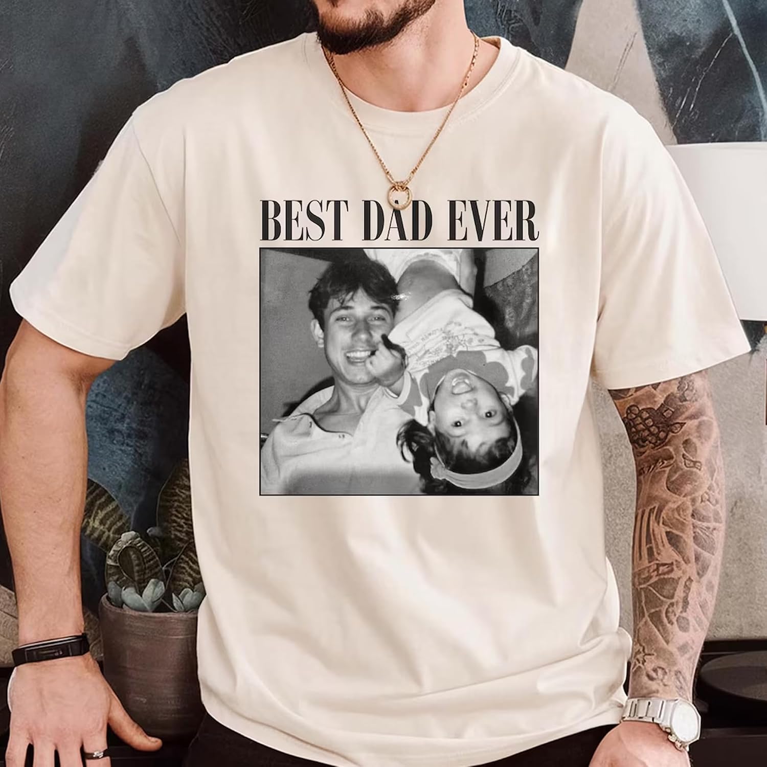 Personalized Dad Photo Shirt, Custom For Dad, Vintage Photo T Shirt For Men, Custom Picture Tee, Daddy Gifts From Kids, Best Dad Ever Shirt