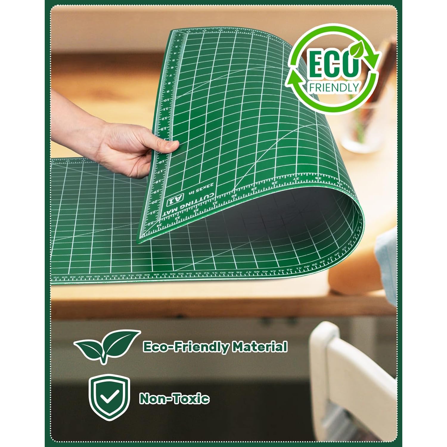 Self Healing Cutting Mat, 23" X 35", Large Double-Sided Rotary Cutting Mat For Sewing, Quilting, Scrapbooking, Fabric & Craft Cutting Board, (A1), Green