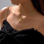 Partm Gold Cross Necklace for Women 14K Plated Dainty Pendant Cross Chain Faith Crucifix Choker Baptism Necklace for Women Trendy Religious Jewelry Hypoallergenic
