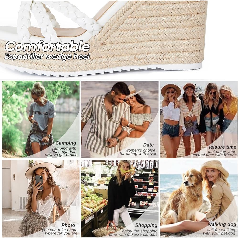 Mikarka Espadrille Wedge Sandals For Women Braided Knot Ankle Strap Open Toe Platform Sandals