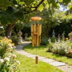 Bamboo Wind Chimes, Deep Tone Wooden Wind Chime Outdoor Garden Decor | Natural Wooden Wind Chimes For Outside With Soothing Tones, Durable Outdoor Design, Easy Hanging Hook, Perfect Garden Decor